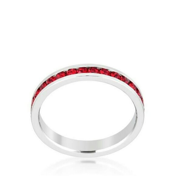 Stackable Eternity Ring Ruby Swarovski Sparkly Crystals July Birthstone New - Picture 1 of 3